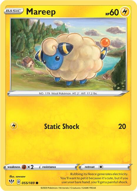 Mareep Pokemon card from SWSH03: Darkness Ablaze