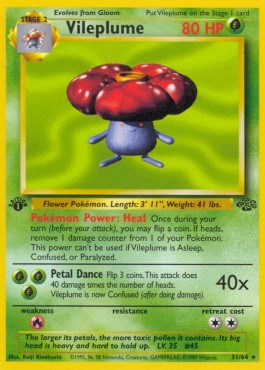 Vileplume Pokemon card from Jungle