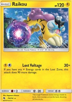 Raikou Pokemon card from Lost Thunder