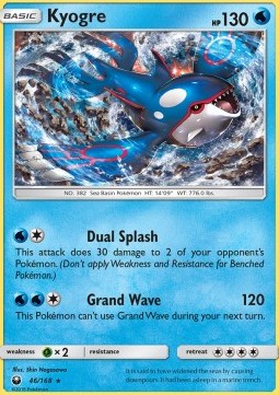 Kyogre Pokemon card from Celestial Storm