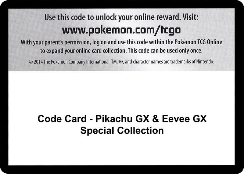 Code Card - Pikachu GX & Eevee GX Special Collection Pokemon card from SM - Cosmic Eclipse