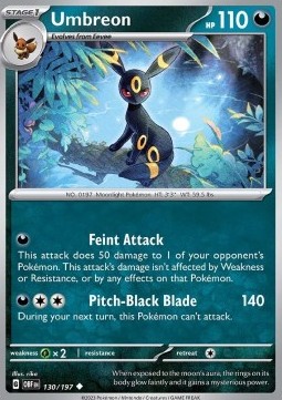 Umbreon Pokemon card from Obsidian Flames