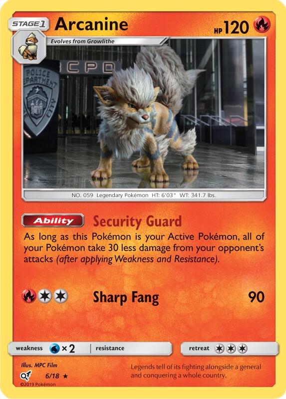 Arcanine Pokemon card from Detective Pikachu