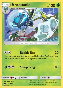Araquanid Pokemon card from Burning Shadows