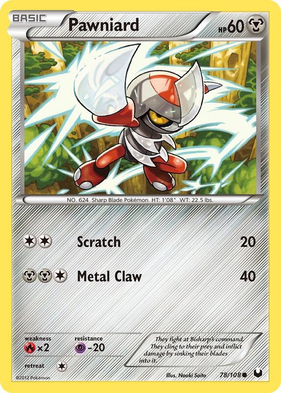Pawniard Pokemon card from Dark Explorers