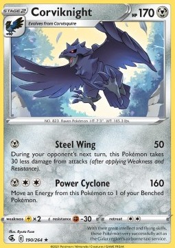 Corviknight Pokemon card from Fusion Strike