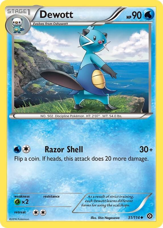 Dewott Pokemon card from XY - Steam Siege