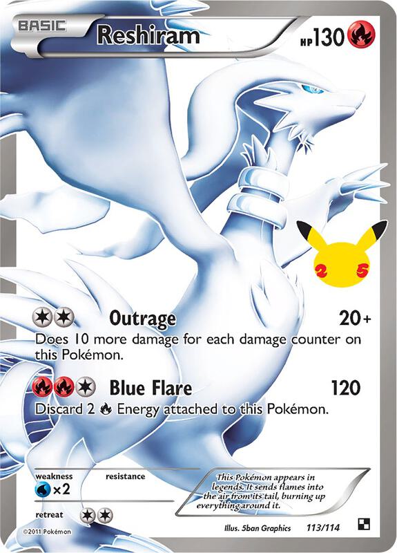 Reshiram Pokemon card from Celebrations: Classic Collection