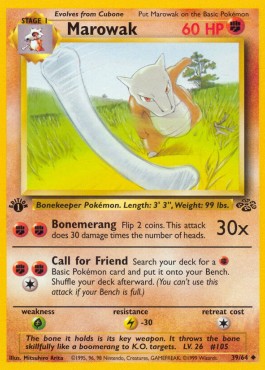 Marowak Pokemon card from Jungle