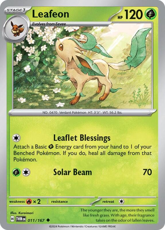 Leafeon Pokemon card from SV06: Twilight Masquerade