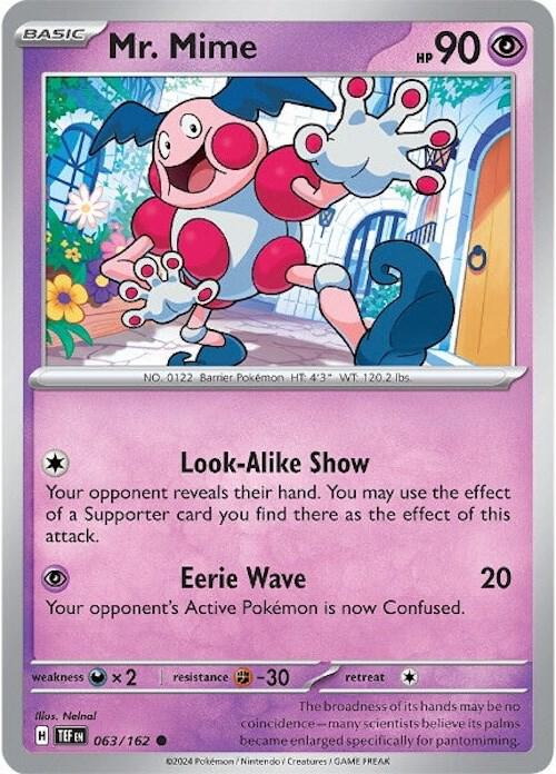 Mr. Mime Pokemon card from SV05: Temporal Forces