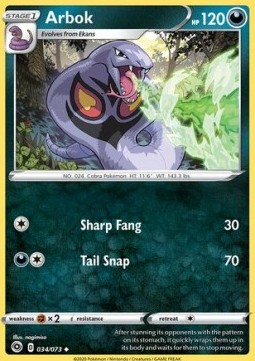 Arbok Pokemon card from Champion's Path
