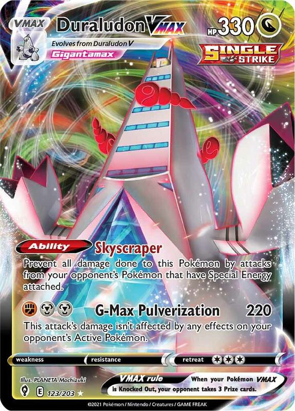 Duraludon VMAX Pokemon card from SWSH07: Evolving Skies
