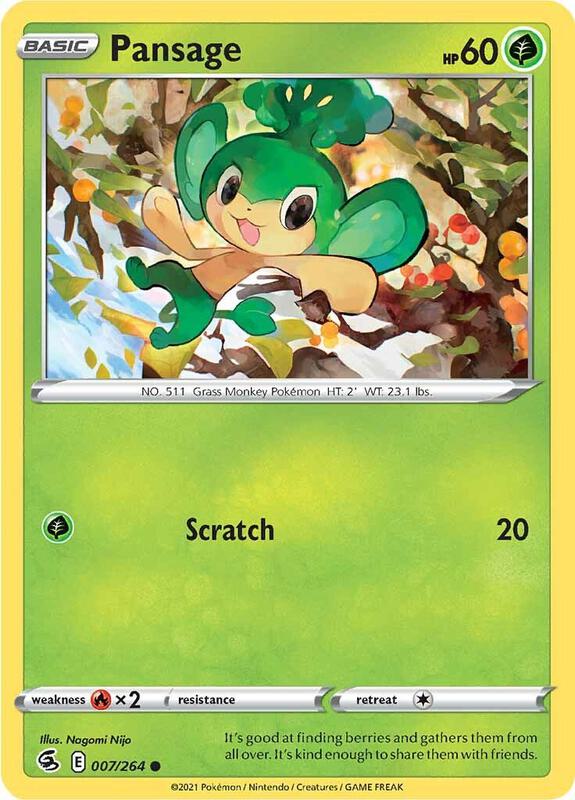 Pansage Pokemon card from SWSH08: Fusion