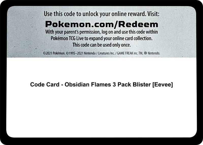 Code Card - Obsidian Flames 3 Pack Blister [Eevee] Pokemon card from SV03: Obsidian