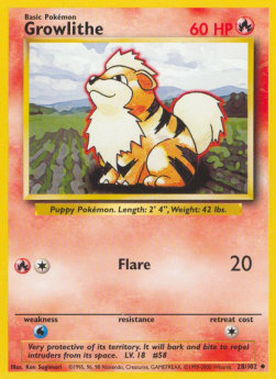 Growlithe Pokemon card from Base Set