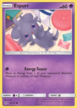 Espurr Pokemon card from Forbidden Light