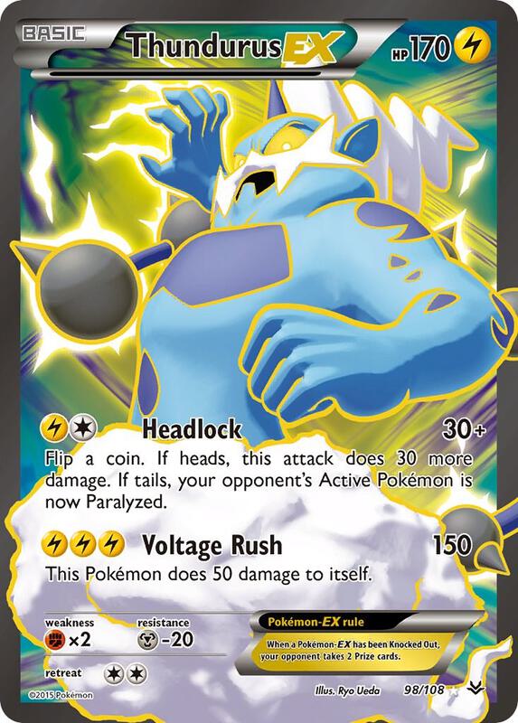 Thundurus EX (98 Full Art) Pokemon card from XY - Roaring Skies