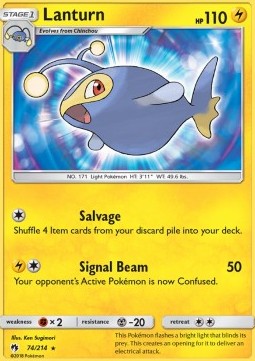 Lanturn Pokemon card from Lost Thunder