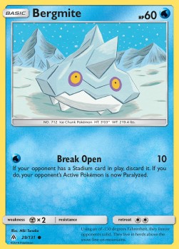 Bergmite Pokemon card from Forbidden Light
