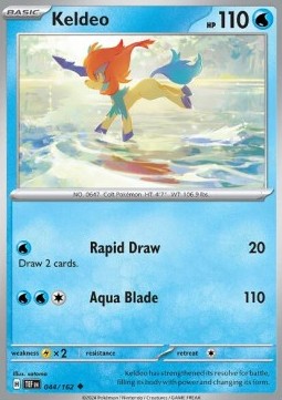 Keldeo Pokemon card from Temporal Forces