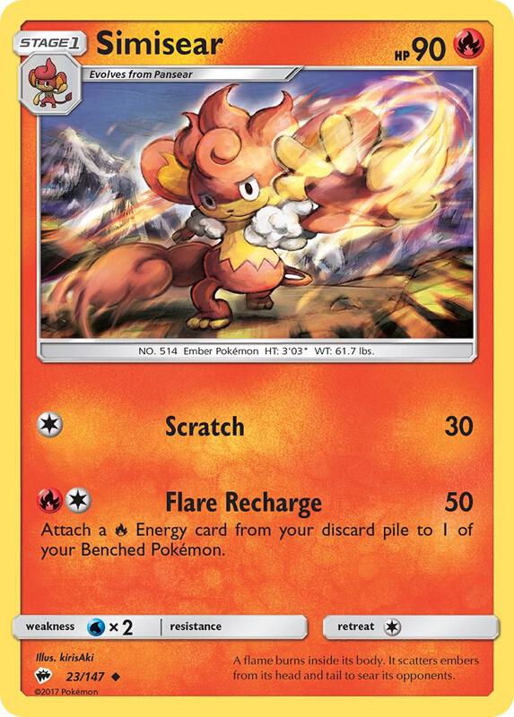 Simisear Pokemon card from SM - Burning Shadows