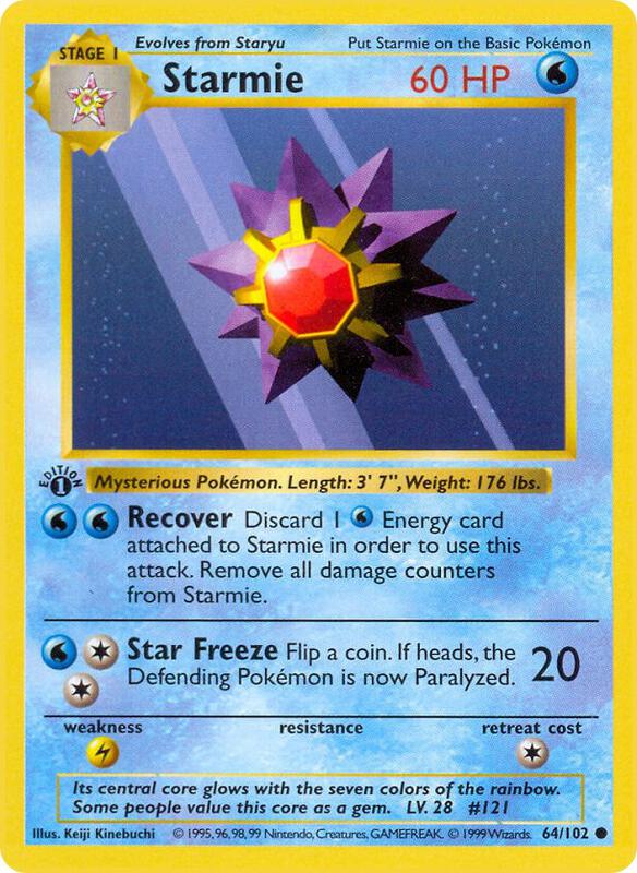 Starmie Pokemon card from Base Set (Shadowless)