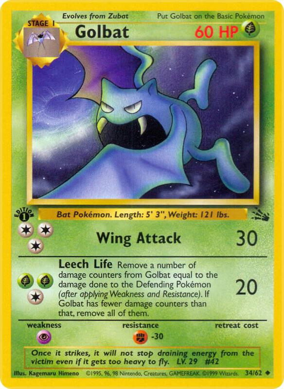 Golbat Pokemon card from Fossil