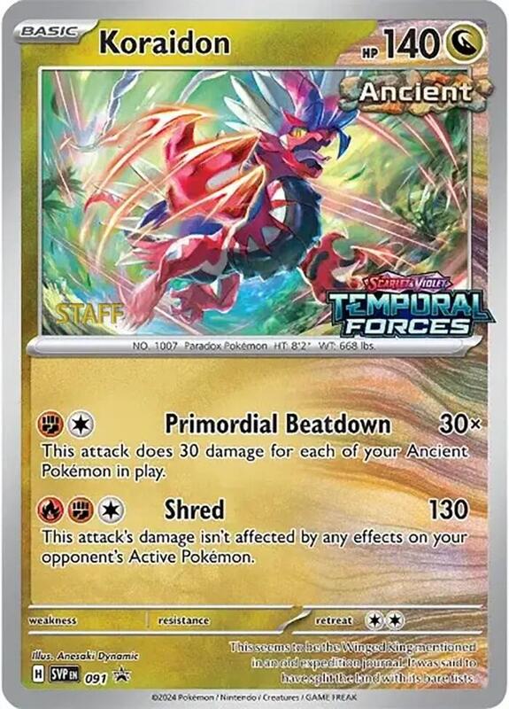 Koraidon - 091 (Prerelease) [Staff] Pokemon card from SV: