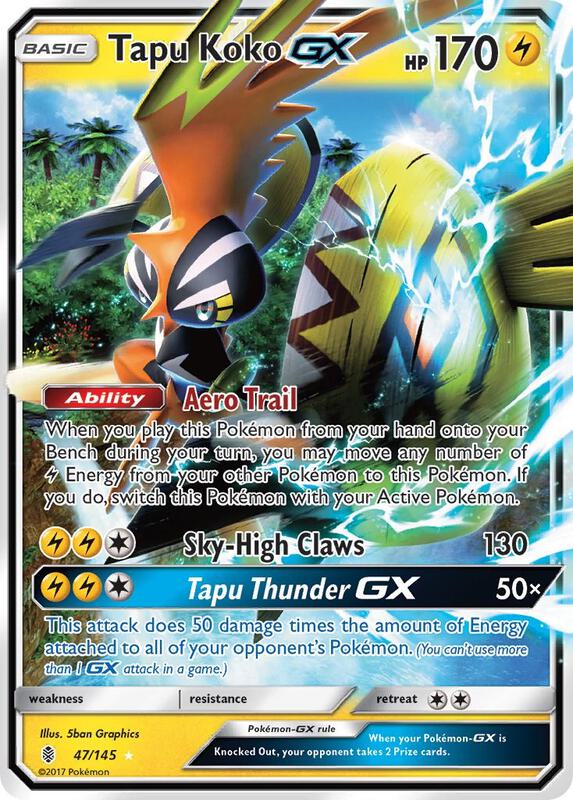 Tapu Koko GX Pokemon card from SM - Guardians Rising