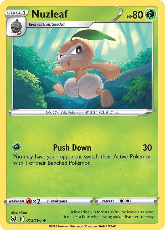 Nuzleaf Pokemon card from SWSH11: Lost Origin