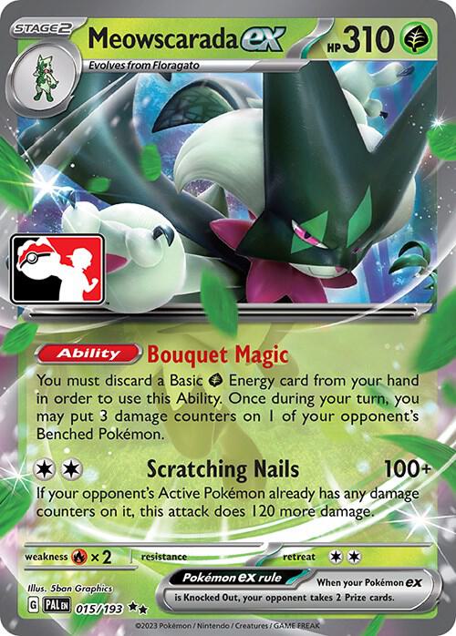 Meowscarada ex Pokemon card from Prize Pack Series Cards