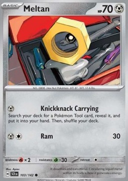Meltan Pokemon card from Stellar Crown