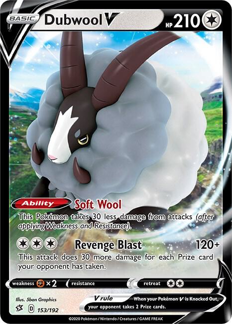 Dubwool V Pokemon card from SWSH02: Rebel Clash