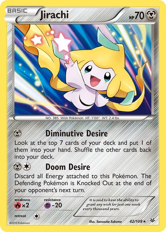 Jirachi Pokemon card from XY - Roaring Skies