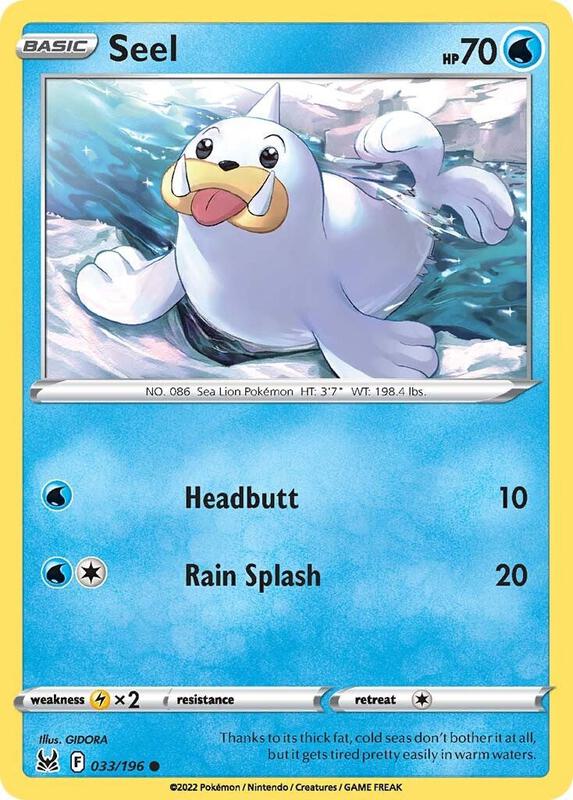 Seel Pokemon card from SWSH11: Lost Origin