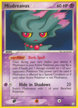 Misdreavus Pokemon card from EX Team Rocket Returns