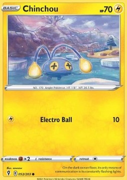 Chinchou Pokemon card from Evolving Skies