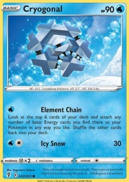 Cryogonal Pokemon card from Evolving Skies