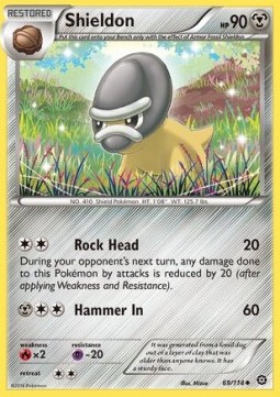 Shieldon Pokemon card from Steam Siege
