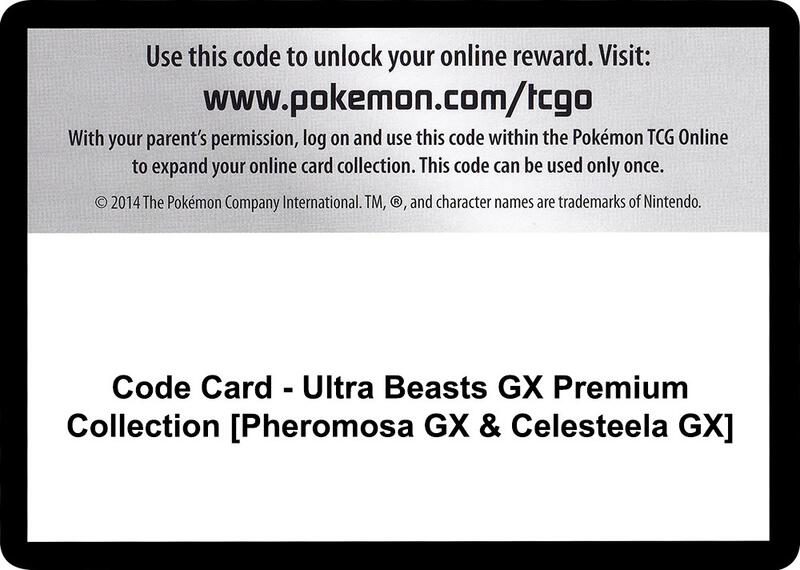 Code Card - Ultra Beasts GX Premium Collection [Pheromosa GX & Celesteela GX] Pokemon card from SM - Crimson Invasion