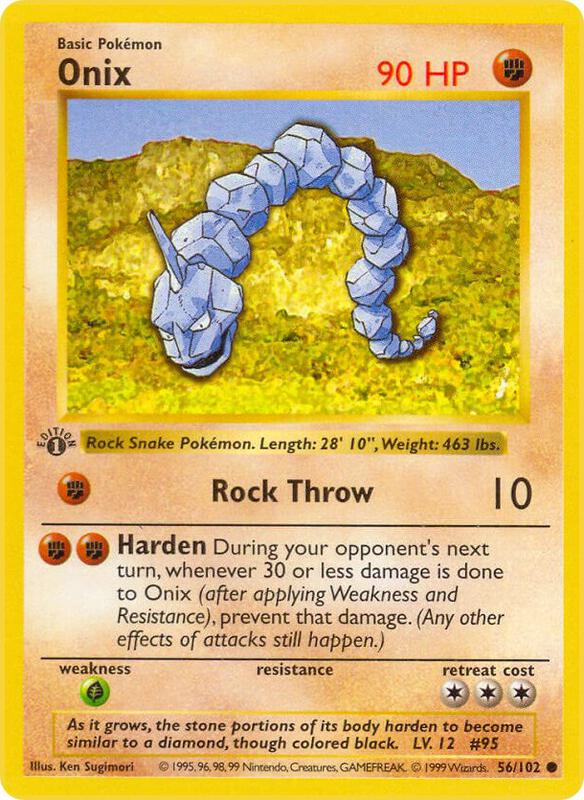 Onix Pokemon card from Base Set (Shadowless)