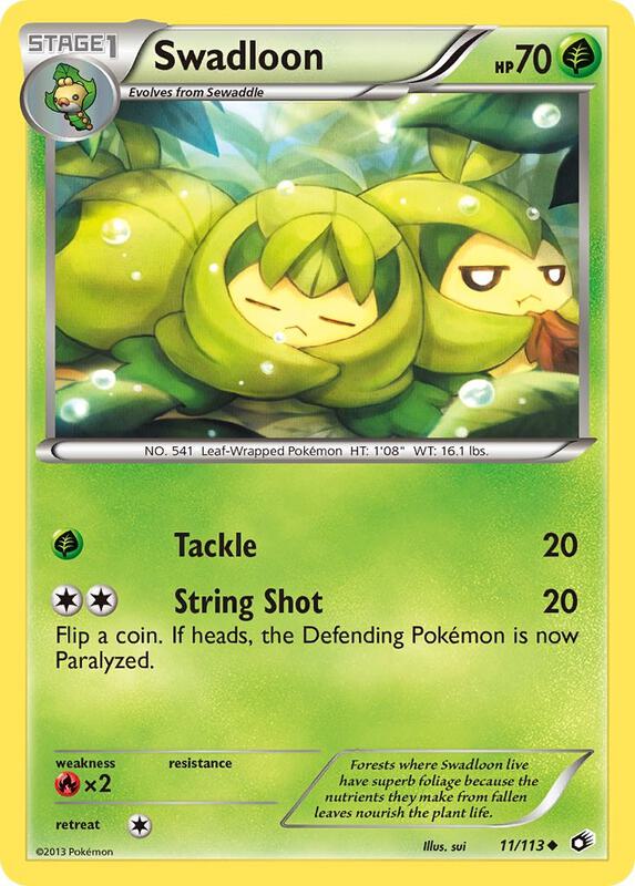 Swadloon Pokemon card from Legendary Treasures