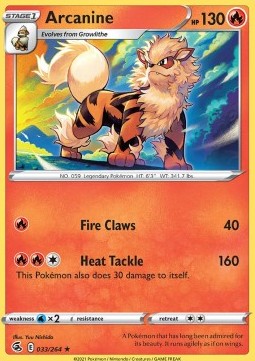 Arcanine Pokemon card from Fusion Strike