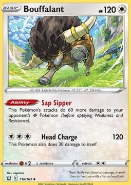 Bouffalant Pokemon card from Battle Styles