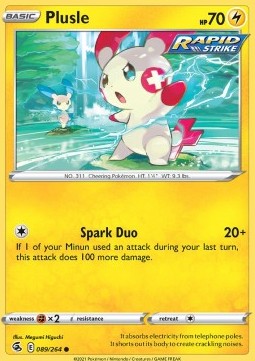 Plusle Pokemon card from Fusion Strike