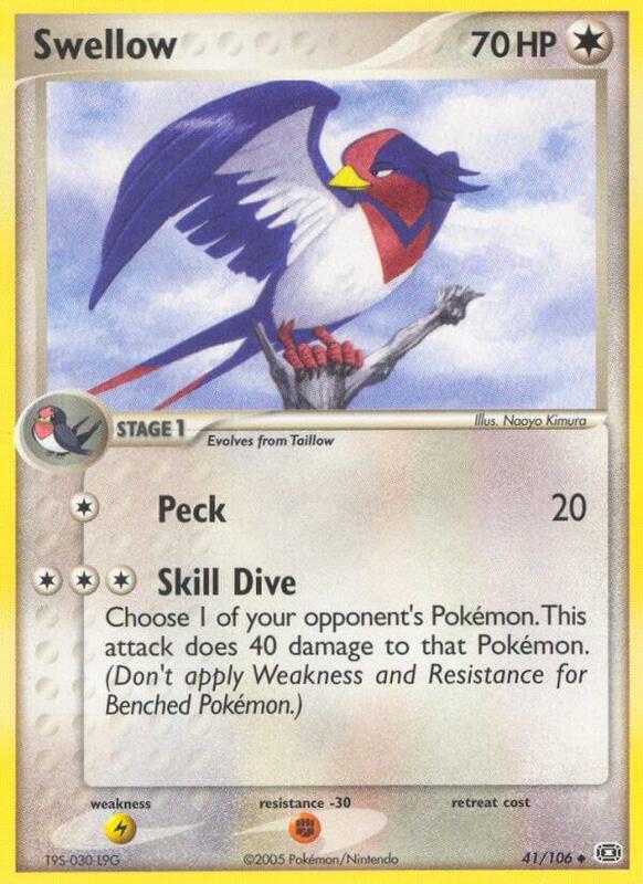 Swellow Pokemon card from Emerald