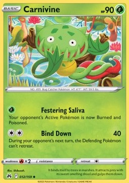Carnivine Pokemon card from Crown Zenith