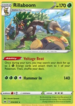 Rillaboom Pokemon card from Sword Shield