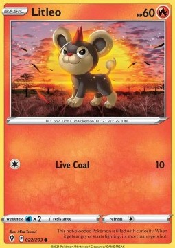Litleo Pokemon card from Evolving Skies